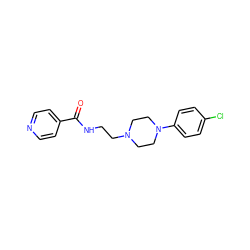 O=C(NCCN1CCN(c2ccc(Cl)cc2)CC1)c1ccncc1 ZINC000038589971