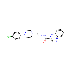 O=C(NCCN1CCN(c2ccc(Cl)cc2)CC1)c1cnc2ccccc2n1 ZINC000038590070