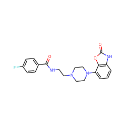 O=C(NCCN1CCN(c2cccc3[nH]c(=O)oc23)CC1)c1ccc(F)cc1 ZINC000095544020