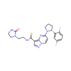 O=C(NCCN1CCNC1=O)c1cnn2ccc(N3CCC[C@@H]3c3cc(F)ccc3F)nc12 ZINC000165543949