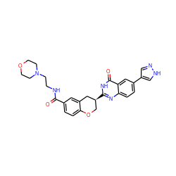 O=C(NCCN1CCOCC1)c1ccc2c(c1)C[C@@H](c1nc3ccc(-c4cn[nH]c4)cc3c(=O)[nH]1)CO2 ZINC000066098905