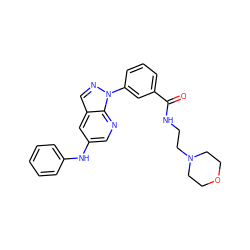 O=C(NCCN1CCOCC1)c1cccc(-n2ncc3cc(Nc4ccccc4)cnc32)c1 ZINC000096906406