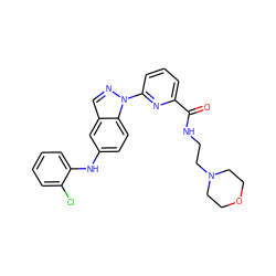 O=C(NCCN1CCOCC1)c1cccc(-n2ncc3cc(Nc4ccccc4Cl)ccc32)n1 ZINC000096906714