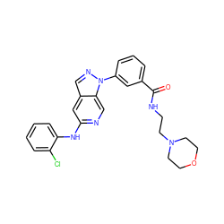 O=C(NCCN1CCOCC1)c1cccc(-n2ncc3cc(Nc4ccccc4Cl)ncc32)c1 ZINC000096906717