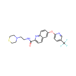 O=C(NCCN1CCSCC1)c1ccc2cc(Oc3ccc(C(F)(F)F)cn3)ccc2n1 ZINC001772578655