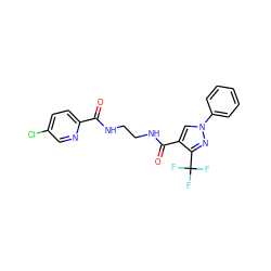 O=C(NCCNC(=O)c1cn(-c2ccccc2)nc1C(F)(F)F)c1ccc(Cl)cn1 ZINC000049114624