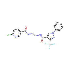 O=C(NCCNC(=O)c1cn(-c2ccccc2)nc1C(F)(F)F)c1ccc(Cl)nc1 ZINC000049066816