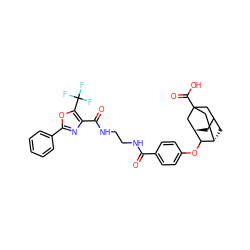 O=C(NCCNC(=O)c1nc(-c2ccccc2)oc1C(F)(F)F)c1ccc(OC2[C@H]3CC4C[C@H]2CC(C(=O)O)(C4)C3)cc1 ZINC000473116363