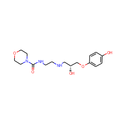 O=C(NCCNC[C@@H](O)COc1ccc(O)cc1)N1CCOCC1 ZINC000001532364