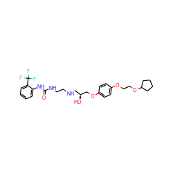 O=C(NCCNC[C@H](O)COc1ccc(OCCOC2CCCC2)cc1)Nc1ccccc1C(F)(F)F ZINC000095603255