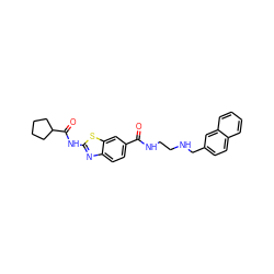 O=C(NCCNCc1ccc2ccccc2c1)c1ccc2nc(NC(=O)C3CCCC3)sc2c1 ZINC000028967641