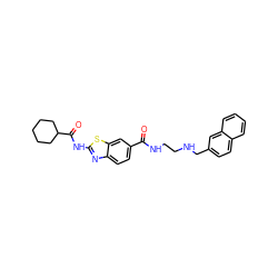 O=C(NCCNCc1ccc2ccccc2c1)c1ccc2nc(NC(=O)C3CCCCC3)sc2c1 ZINC000028967491