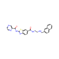 O=C(NCCNCc1ccc2ccccc2c1)c1ccc2nc(NC(=O)c3cnccn3)sc2c1 ZINC000028967684