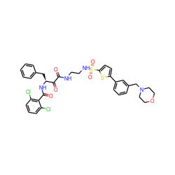 O=C(NCCNS(=O)(=O)c1ccc(-c2cccc(CN3CCOCC3)c2)s1)C(=O)[C@H](Cc1ccccc1)NC(=O)c1c(Cl)cccc1Cl ZINC000026471083