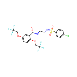 O=C(NCCNS(=O)(=O)c1ccc(Cl)cc1)c1cc(OCC(F)(F)F)ccc1OCC(F)(F)F ZINC000008773068