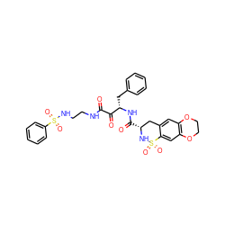 O=C(NCCNS(=O)(=O)c1ccccc1)C(=O)[C@H](Cc1ccccc1)NC(=O)[C@@H]1Cc2cc3c(cc2S(=O)(=O)N1)OCCO3 ZINC000025985477