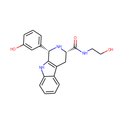 O=C(NCCO)[C@@H]1Cc2c([nH]c3ccccc23)[C@H](c2cccc(O)c2)N1 ZINC000049803349