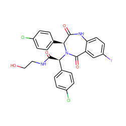 O=C(NCCO)[C@H](c1ccc(Cl)cc1)N1C(=O)c2cc(I)ccc2NC(=O)[C@@H]1c1ccc(Cl)cc1 ZINC000038377655
