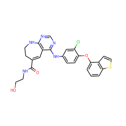 O=C(NCCO)C1=Cc2c(ncnc2Nc2ccc(Oc3cccc4sccc34)c(Cl)c2)NCC1 ZINC000095604501