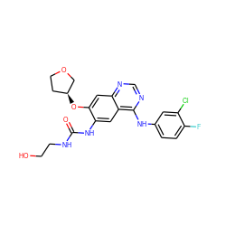 O=C(NCCO)Nc1cc2c(Nc3ccc(F)c(Cl)c3)ncnc2cc1O[C@H]1CCOC1 ZINC000103253654