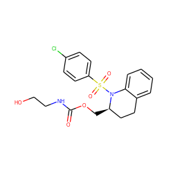 O=C(NCCO)OC[C@@H]1CCc2ccccc2N1S(=O)(=O)c1ccc(Cl)cc1 ZINC000028880035