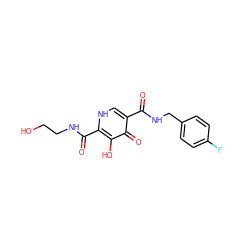 O=C(NCCO)c1[nH]cc(C(=O)NCc2ccc(F)cc2)c(=O)c1O ZINC000095555455