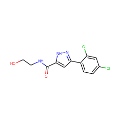 O=C(NCCO)c1cc(-c2ccc(Cl)cc2Cl)n[nH]1 ZINC000040880356