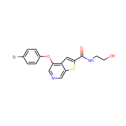 O=C(NCCO)c1cc2c(Oc3ccc(Br)cc3)cncc2s1 ZINC000013864382