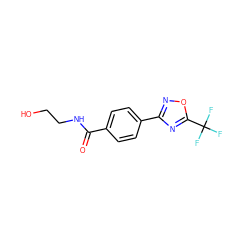 O=C(NCCO)c1ccc(-c2noc(C(F)(F)F)n2)cc1 ZINC000142882520