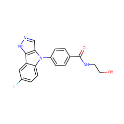 O=C(NCCO)c1ccc(-n2c3ccc(F)cc3c3[nH]ncc32)cc1 ZINC000210505751