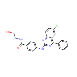 O=C(NCCO)c1ccc(Nc2nc(-c3ccccc3)c3cc(Cl)ccc3n2)cc1 ZINC000017124203