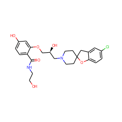 O=C(NCCO)c1ccc(O)cc1OC[C@@H](O)CN1CCC2(CC1)Cc1cc(Cl)ccc1O2 ZINC000096271617