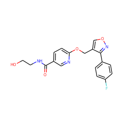 O=C(NCCO)c1ccc(OCc2conc2-c2ccc(F)cc2)nc1 ZINC000141402711