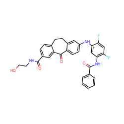 O=C(NCCO)c1ccc2c(c1)C(=O)c1ccc(Nc3cc(NC(=O)c4ccccc4)c(F)cc3F)cc1CC2 ZINC001772656800