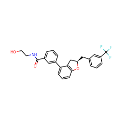 O=C(NCCO)c1cccc(-c2cccc3c2C[C@@H](Cc2cccc(C(F)(F)F)c2)O3)c1 ZINC000167977864