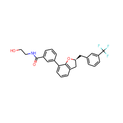 O=C(NCCO)c1cccc(-c2cccc3c2O[C@@H](Cc2cccc(C(F)(F)F)c2)C3)c1 ZINC000117309796