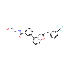 O=C(NCCO)c1cccc(-c2cccc3oc(Cc4cccc(C(F)(F)F)c4)cc23)c1 ZINC000068201355