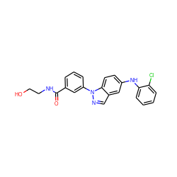 O=C(NCCO)c1cccc(-n2ncc3cc(Nc4ccccc4Cl)ccc32)c1 ZINC000096906421