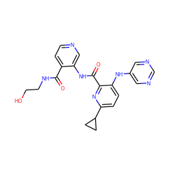 O=C(NCCO)c1ccncc1NC(=O)c1nc(C2CC2)ccc1Nc1cncnc1 ZINC000169701705