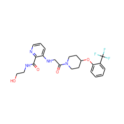 O=C(NCCO)c1ncccc1NCC(=O)N1CCC(Oc2ccccc2C(F)(F)F)CC1 ZINC000028704862