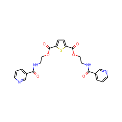 O=C(NCCOC(=O)c1ccc(C(=O)OCCNC(=O)c2cccnc2)s1)c1cccnc1 ZINC000008431054