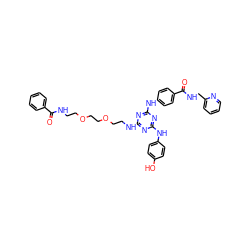 O=C(NCCOCCOCCNc1nc(Nc2ccc(O)cc2)nc(Nc2ccc(C(=O)NCc3ccccn3)cc2)n1)c1ccccc1 ZINC000215815764