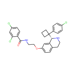 O=C(NCCOc1ccc2c(c1)[C@H](C1(c3ccc(Cl)cc3)CCC1)NCC2)c1ccc(Cl)cc1Cl ZINC000114977821