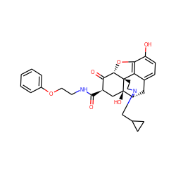 O=C(NCCOc1ccccc1)[C@@H]1C[C@@]2(O)[C@H]3Cc4ccc(O)c5c4[C@@]2(CCN3CC2CC2)[C@@H](O5)C1=O ZINC000169694453