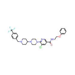 O=C(NCCOc1ccccc1)c1cnc(N2CCN(C3CCN(Cc4ccc(C(F)(F)F)cc4)CC3)CC2)c(Cl)c1 ZINC000084544619