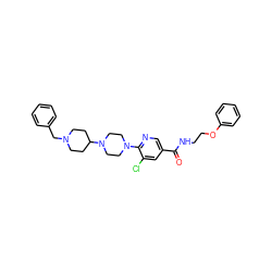 O=C(NCCOc1ccccc1)c1cnc(N2CCN(C3CCN(Cc4ccccc4)CC3)CC2)c(Cl)c1 ZINC000045245304