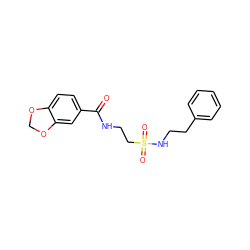 O=C(NCCS(=O)(=O)NCCc1ccccc1)c1ccc2c(c1)OCO2 ZINC000004941085