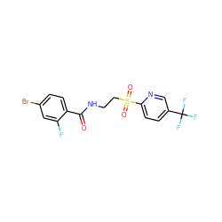 O=C(NCCS(=O)(=O)c1ccc(C(F)(F)F)cn1)c1ccc(Br)cc1F ZINC000045355352