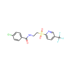 O=C(NCCS(=O)(=O)c1ccc(C(F)(F)F)cn1)c1ccc(Cl)cc1 ZINC000001024901