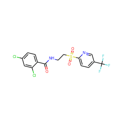 O=C(NCCS(=O)(=O)c1ccc(C(F)(F)F)cn1)c1ccc(Cl)cc1Cl ZINC000045358296